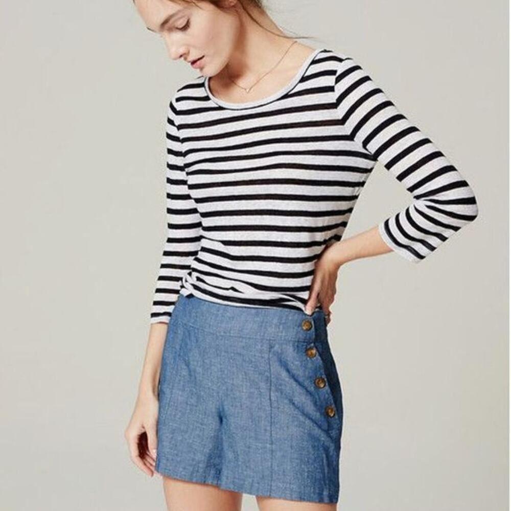 LOFT Riviera 4 Inch Shorts in Chambray - Picture 6 of 8